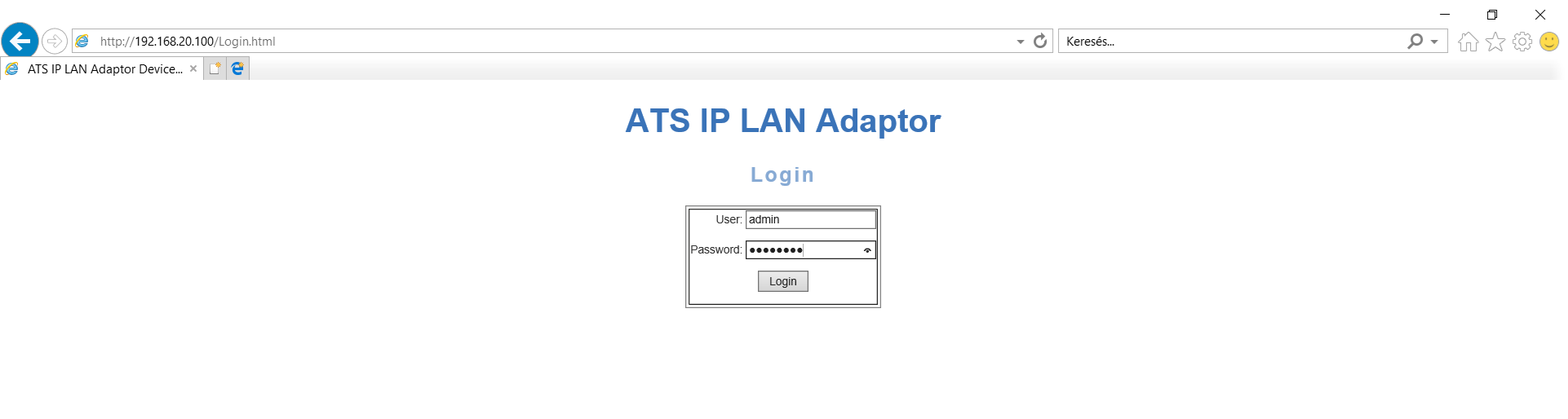 Beléptető rendszer: ATS IP LAN belépés